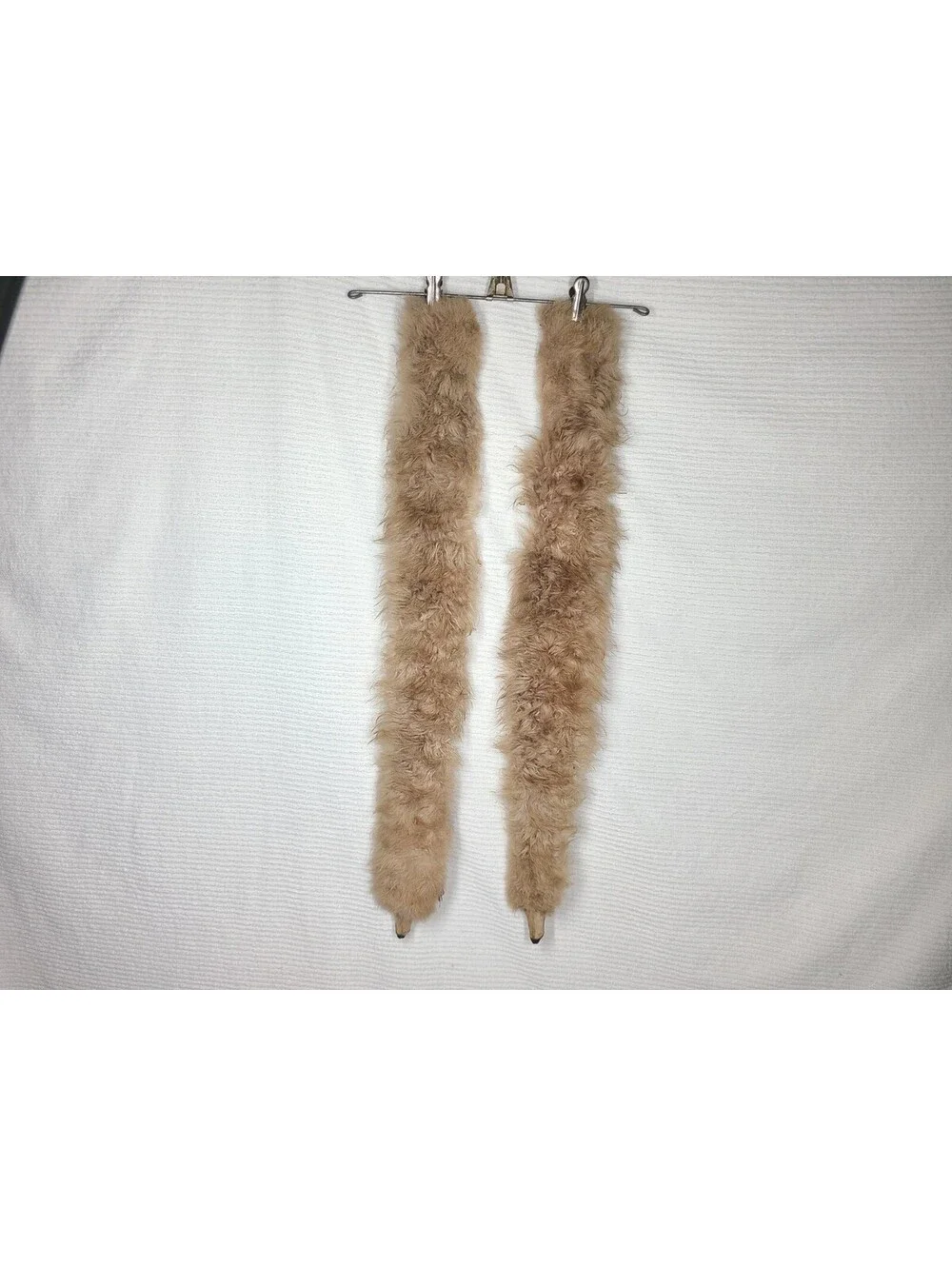 Vtg 40s Sable Mink Fur Sew On Collar Fluffy Taupe Tan Two Whole Pelts Genuine